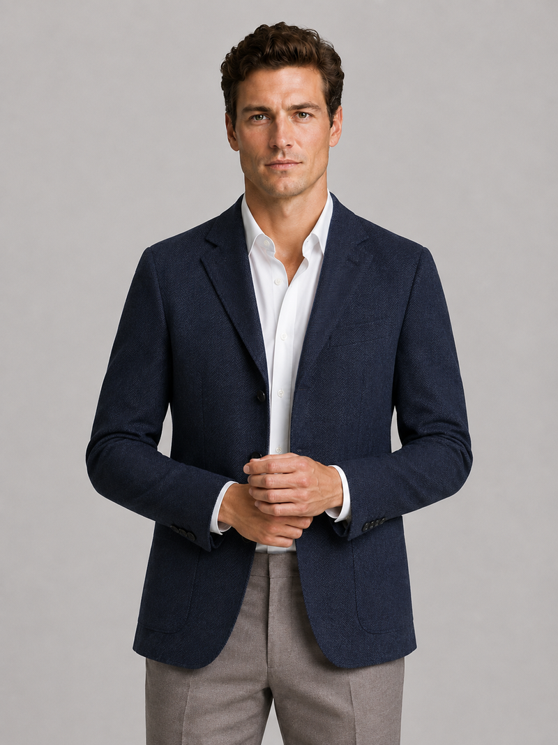 Men’s Herringbone Blazer – Smart Casual Tailored Jacket
