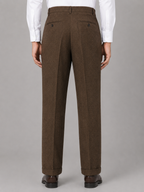 Men’s Herringbone Pleated Tailored Trousers – Straight Leg Smart Fit