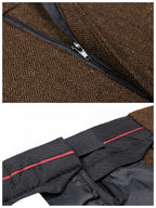 Men’s Herringbone Pleated Tailored Trousers – Straight Leg Smart Fit