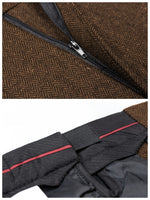 Men’s Herringbone Pleated Tailored Trousers – Straight Leg Smart Fit