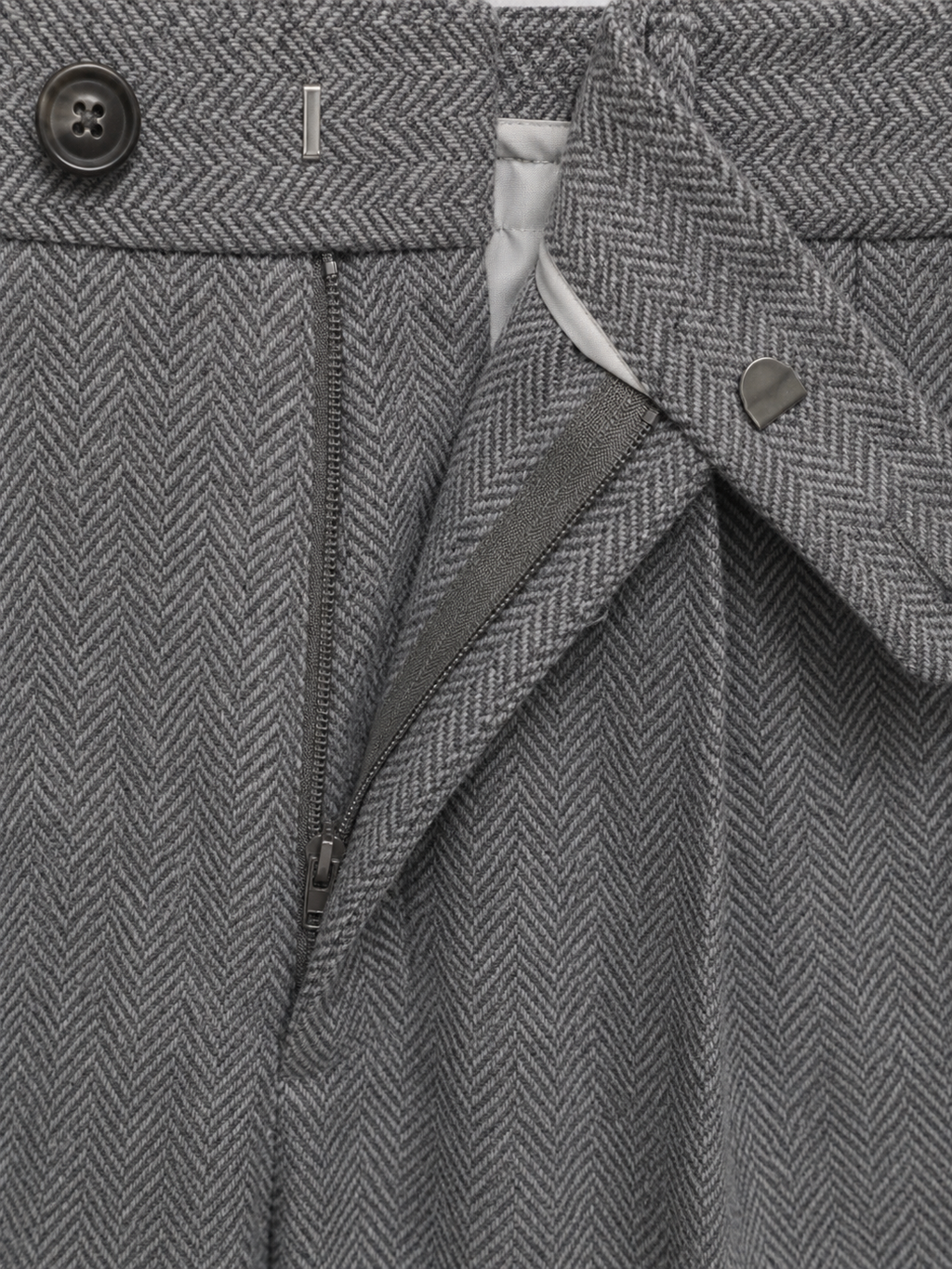 Men’s Herringbone Pleated Trousers – Straight Leg Tailored Fit