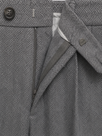 Men’s Herringbone Pleated Trousers – Straight Leg Tailored Fit