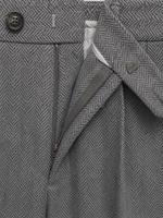 Men’s Herringbone Pleated Trousers – Straight Leg Tailored Fit