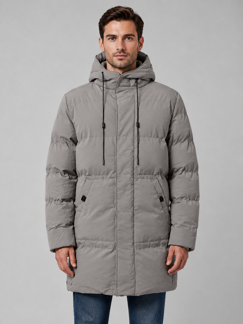 Men’s Hooded Padded Parka – Longline Winter Jacket