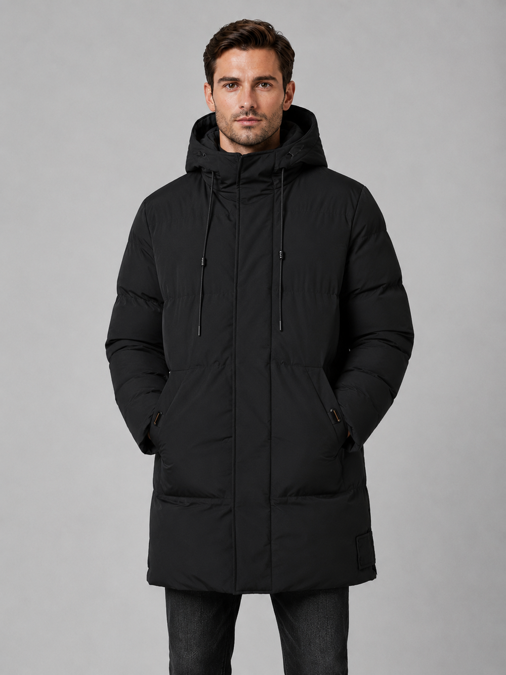 Men’s Hooded Padded Parka – Longline Winter Jacket