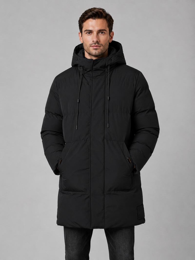 Men’s Hooded Padded Parka – Longline Winter Jacket