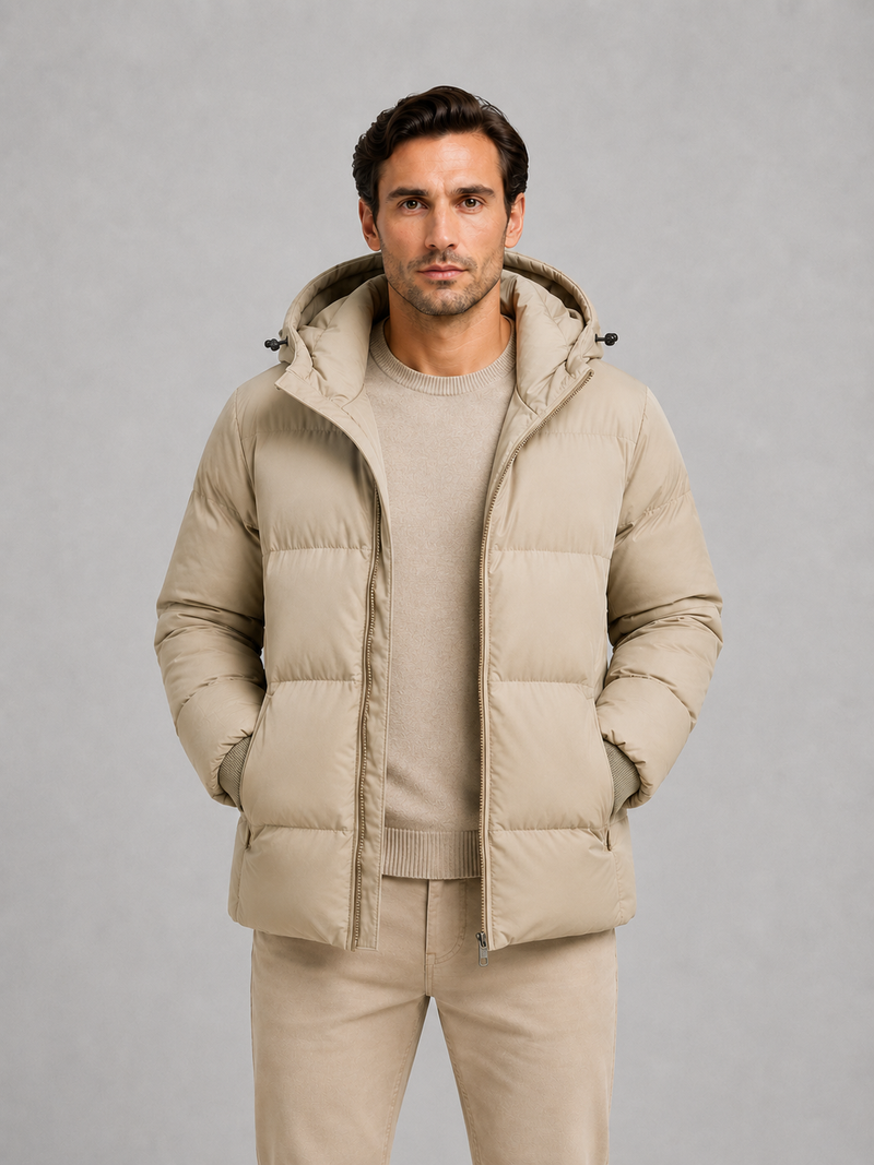 Men's Hooded Puffer Jacket – Padded Winter Coat