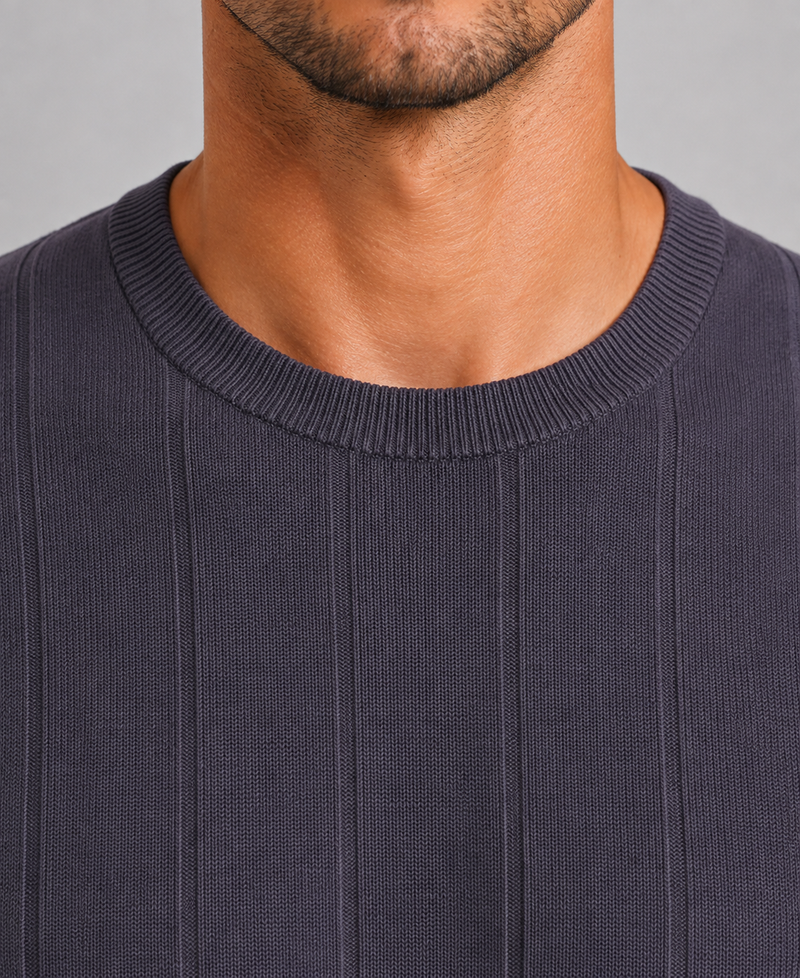 Men’s Knitted T-Shirt – Short Sleeve Crew Neck Shirt