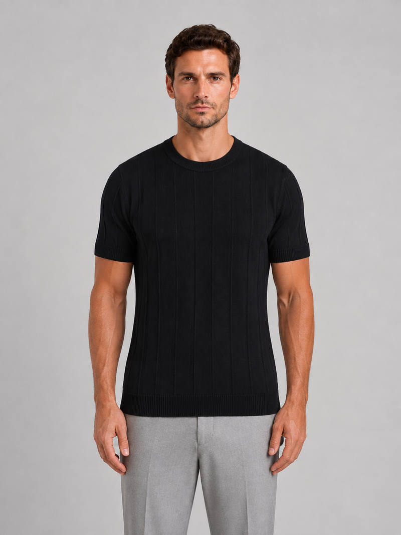 Men’s Knitted T-Shirt – Short Sleeve Crew Neck Shirt