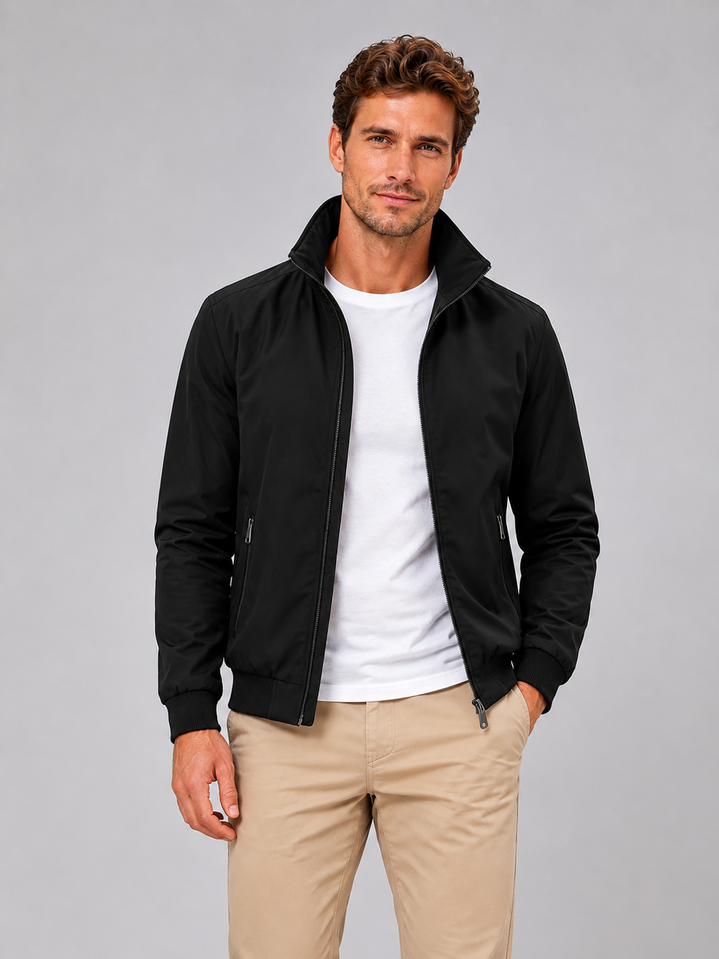 Men’s Lightweight Zip-Up Jacket – Smart Casual Windbreaker