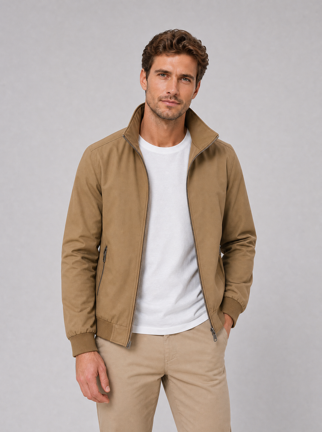 Men’s Lightweight Zip-Up Jacket – Smart Casual Windbreaker