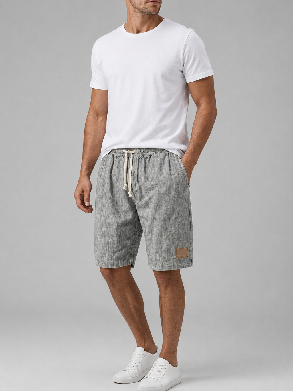 Men’s Linen Look Comfort Shorts – Lightweight Elastic Waist Summer Style