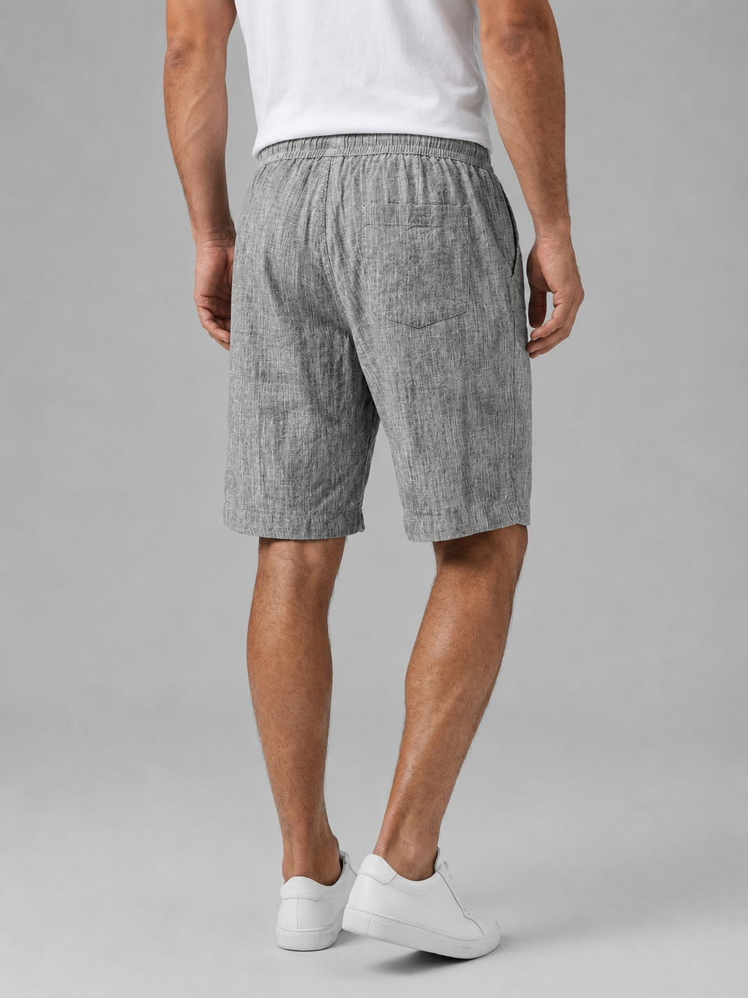 Men’s Linen Look Comfort Shorts – Lightweight Elastic Waist Summer Style