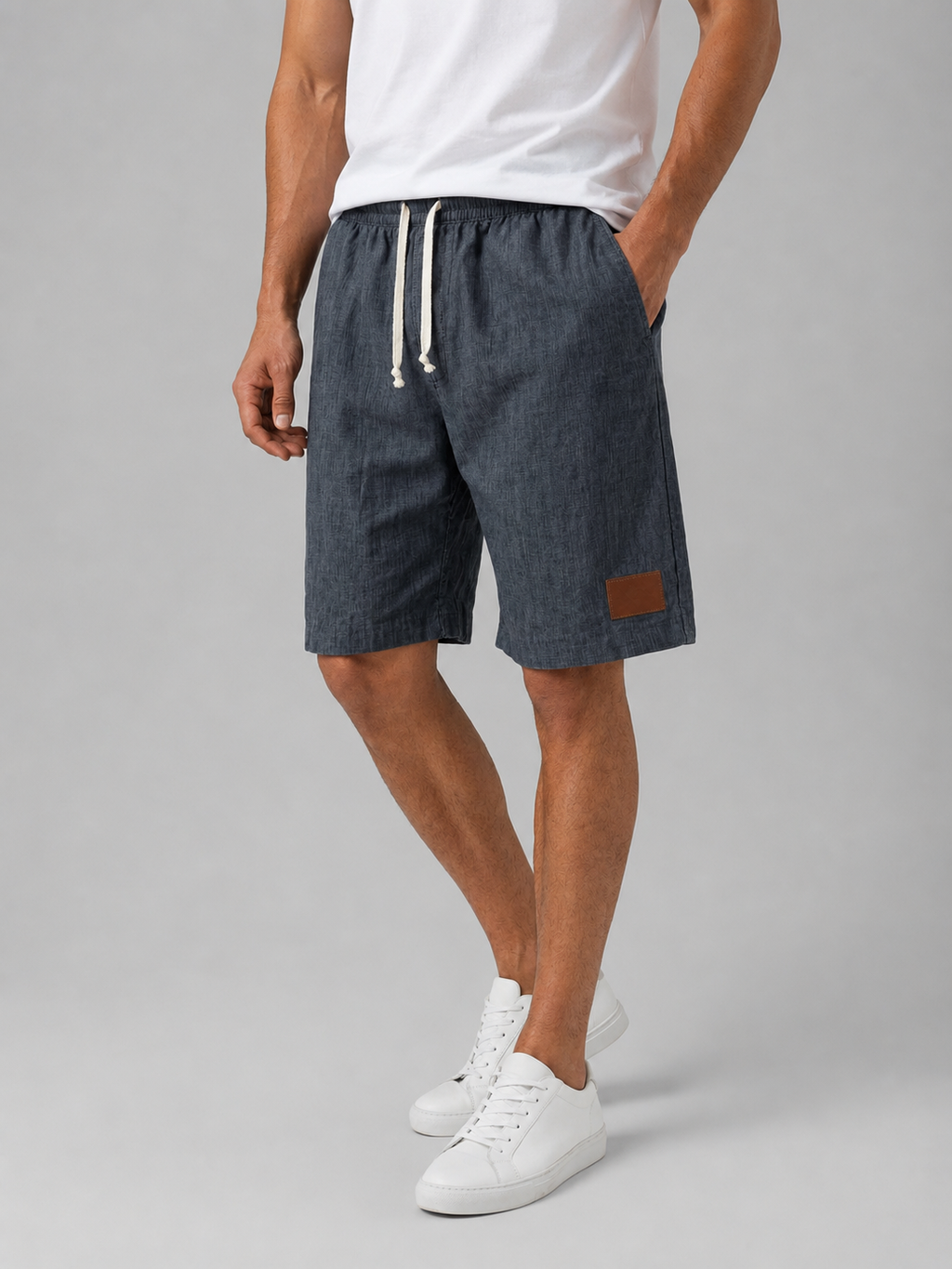 Men’s Linen Look Comfort Shorts – Lightweight Elastic Waist Summer Style