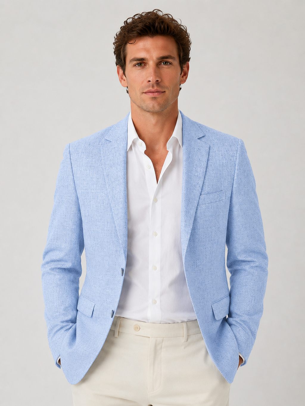 Men’s Linen Look Summer Blazer – Smart Casual Tailored Fit