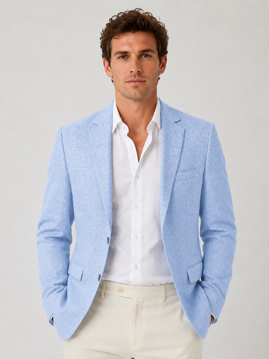 Men’s Linen Look Summer Blazer – Smart Casual Tailored Fit