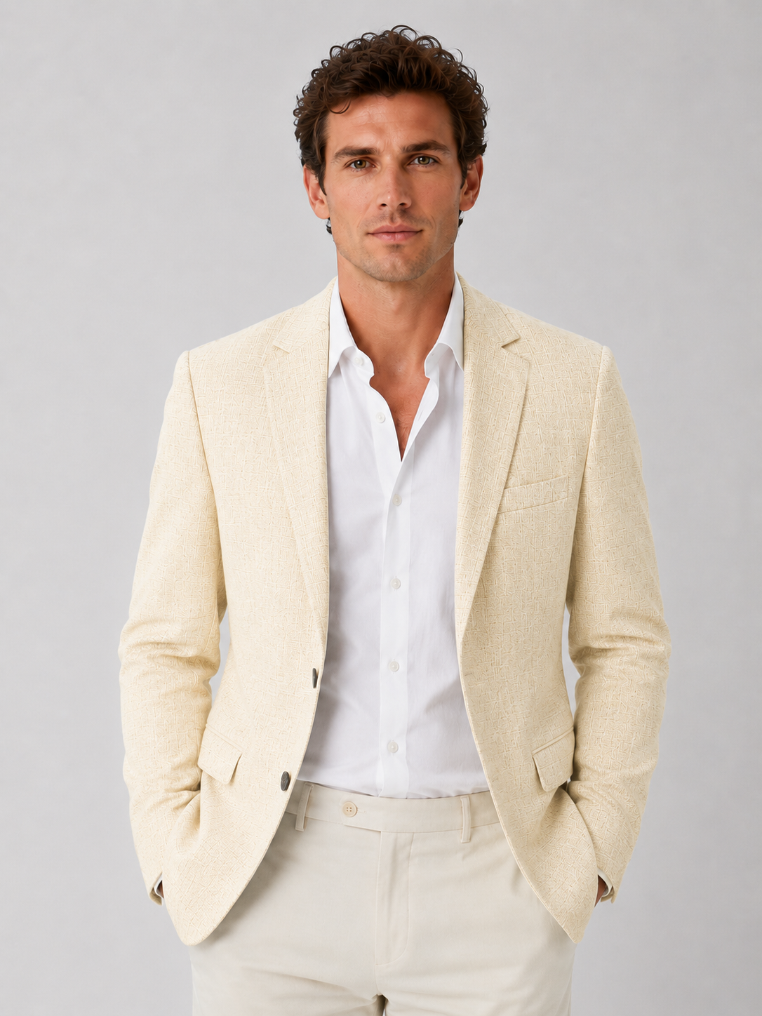 Men’s Linen Look Summer Blazer – Smart Casual Tailored Fit