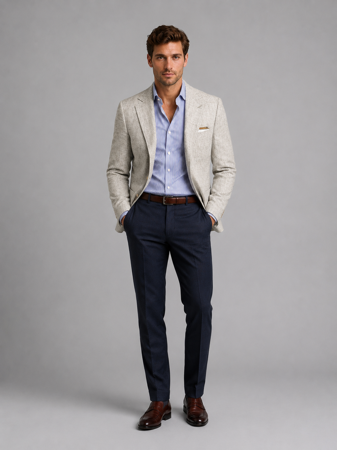 Men’s Linen Look Tailored Blazer – Smart Casual Summer Style
