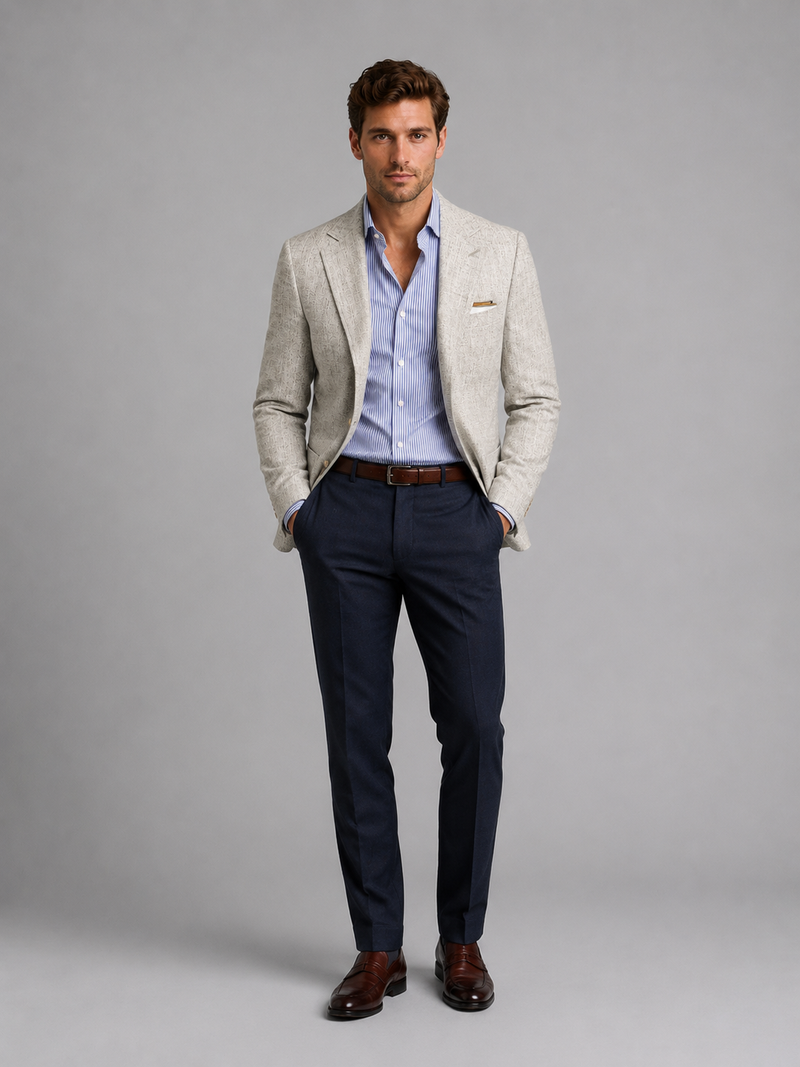Men’s Linen Look Tailored Blazer – Smart Casual Summer Style