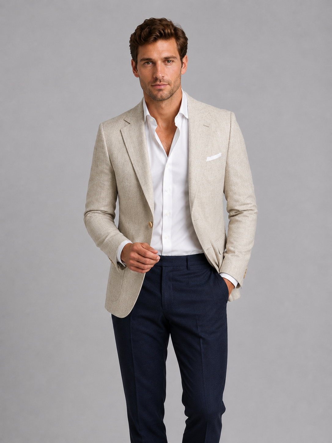 Men’s Linen Look Tailored Blazer – Smart Casual Summer Style