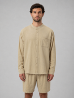 Men's Linen Look Band Collar Shirt & Shorts Set – Relaxed Summer Co-Ord