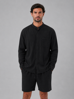 Men's Linen Look Band Collar Shirt & Shorts Set – Relaxed Summer Co-Ord