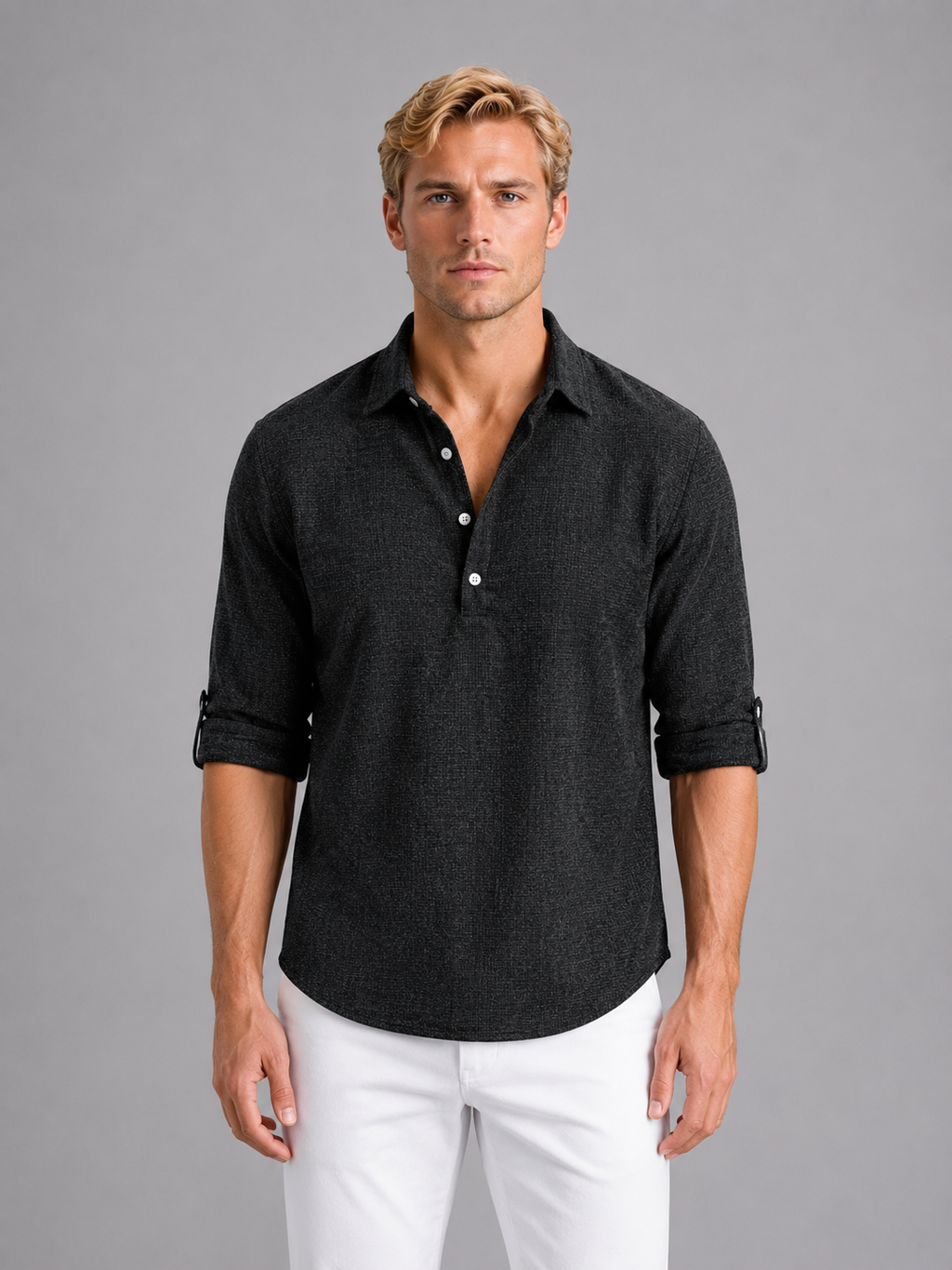 Men's Linen Look Long Sleeve Shirt – Relaxed Summer Style