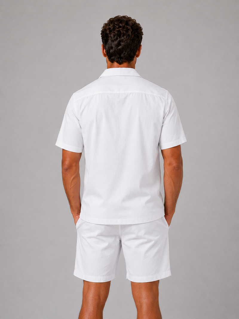 Men’s Linen Look Shirt & Shorts Co-Ord Set – Summer Style