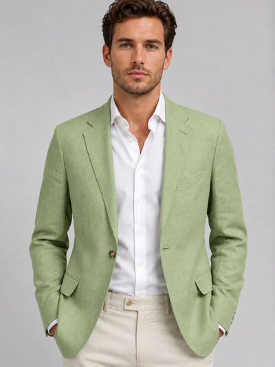 Men’s Linen Look Summer Blazer – Smart Casual Tailored Fit
