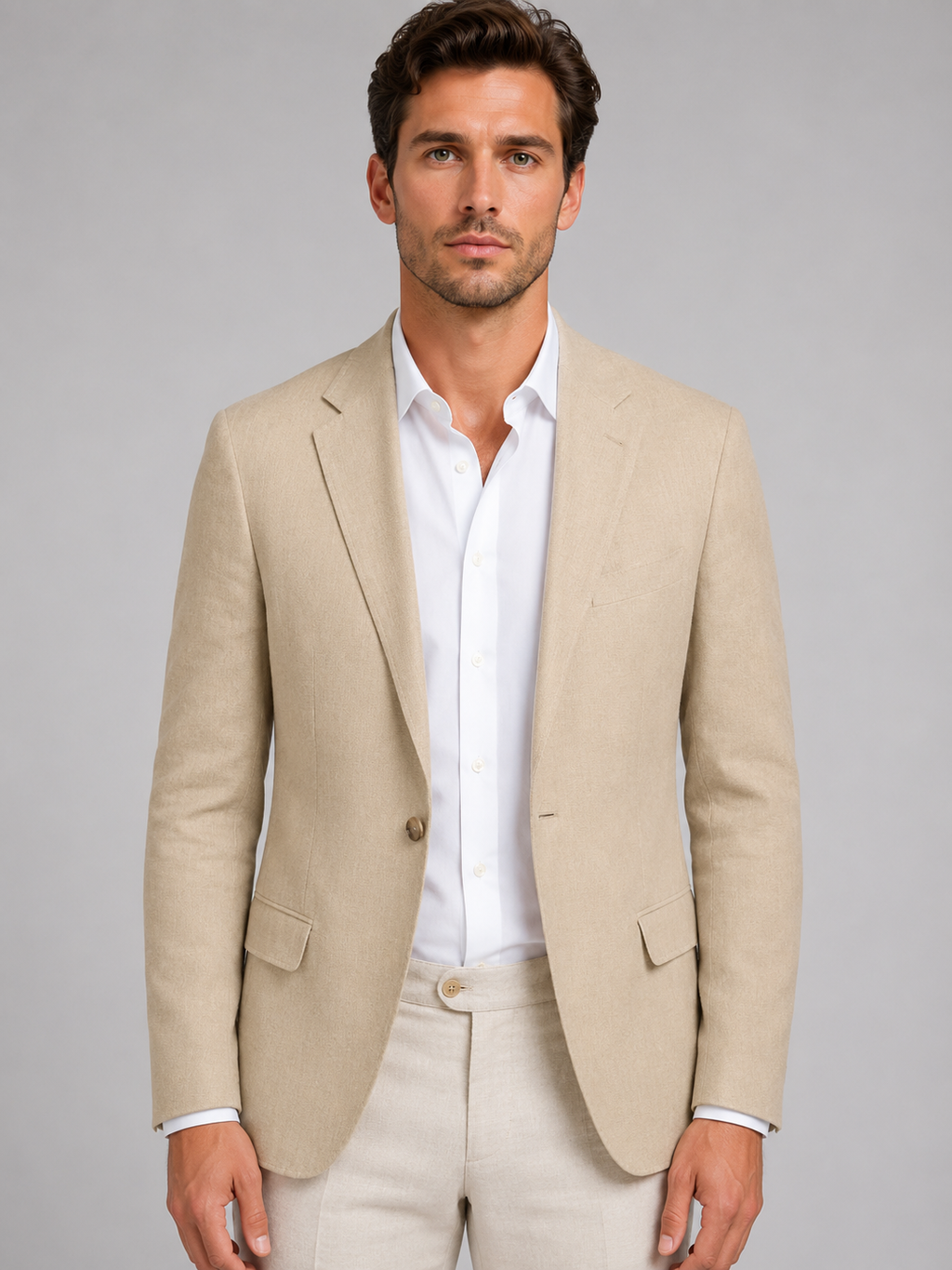 Men’s Linen Look Summer Blazer – Smart Casual Tailored Fit