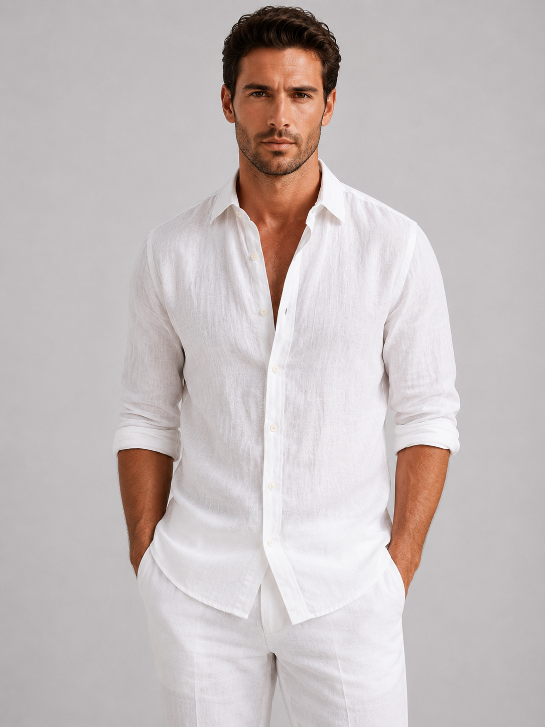 Men's Linen Look Summer Shirt – Relaxed Fit Button-Up – Montleigh