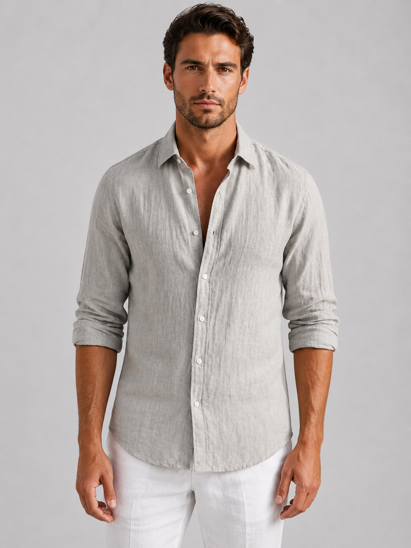 Men’s Linen Look Summer Shirt – Relaxed Fit Button-Up
