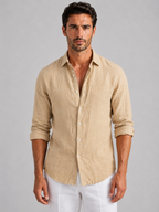 Men’s Linen Look Summer Shirt – Relaxed Fit Button-Up