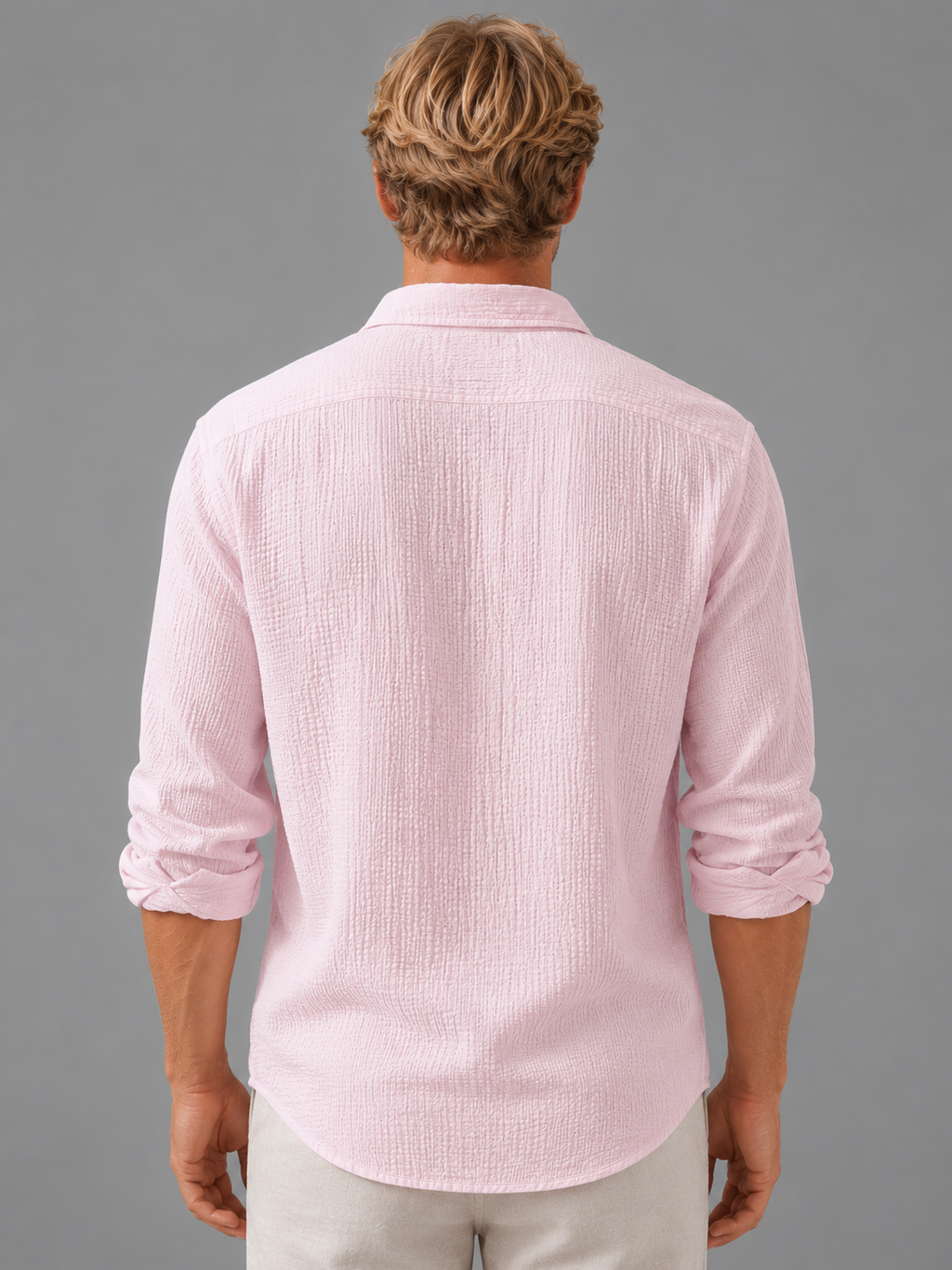 Men's Linen Look Textured Summer Shirt – Relaxed Fit Button-Up