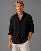 Men's Linen Look Textured Summer Shirt – Relaxed Fit Button-Up
