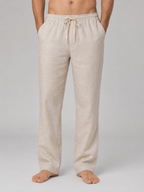 Men’s Linen Look Trousers – Relaxed Drawstring Summer Fit
