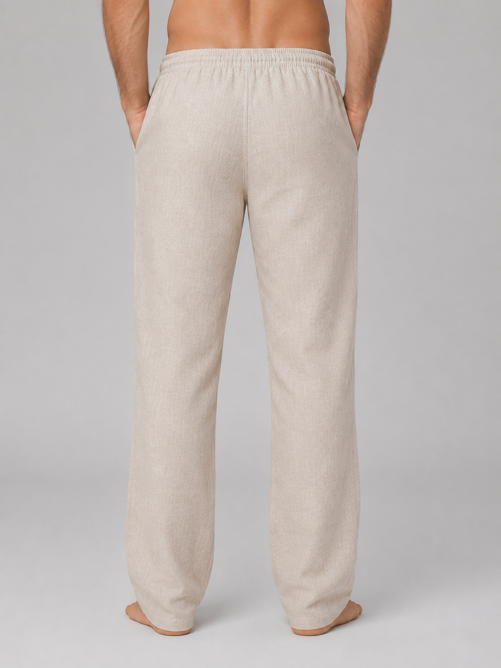 Men’s Linen Look Trousers – Relaxed Drawstring Summer Fit