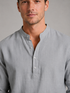 Men's Linen Look Two-Piece Set – Shirt & Drawstring Trousers