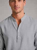 Men's Linen Look Two-Piece Set – Shirt & Drawstring Trousers
