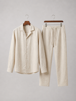 Men’s Linen Look Shirt and Trousers Set – Relaxed Summer Style