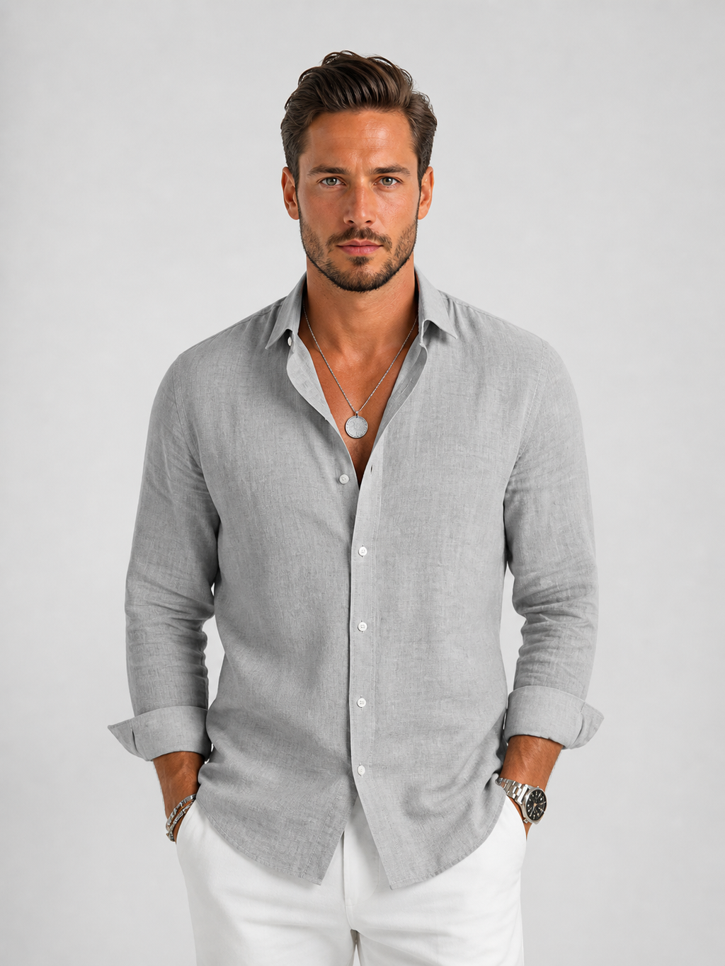 Men’s Linen Look Shirt – Lightweight Breathable Summer Style