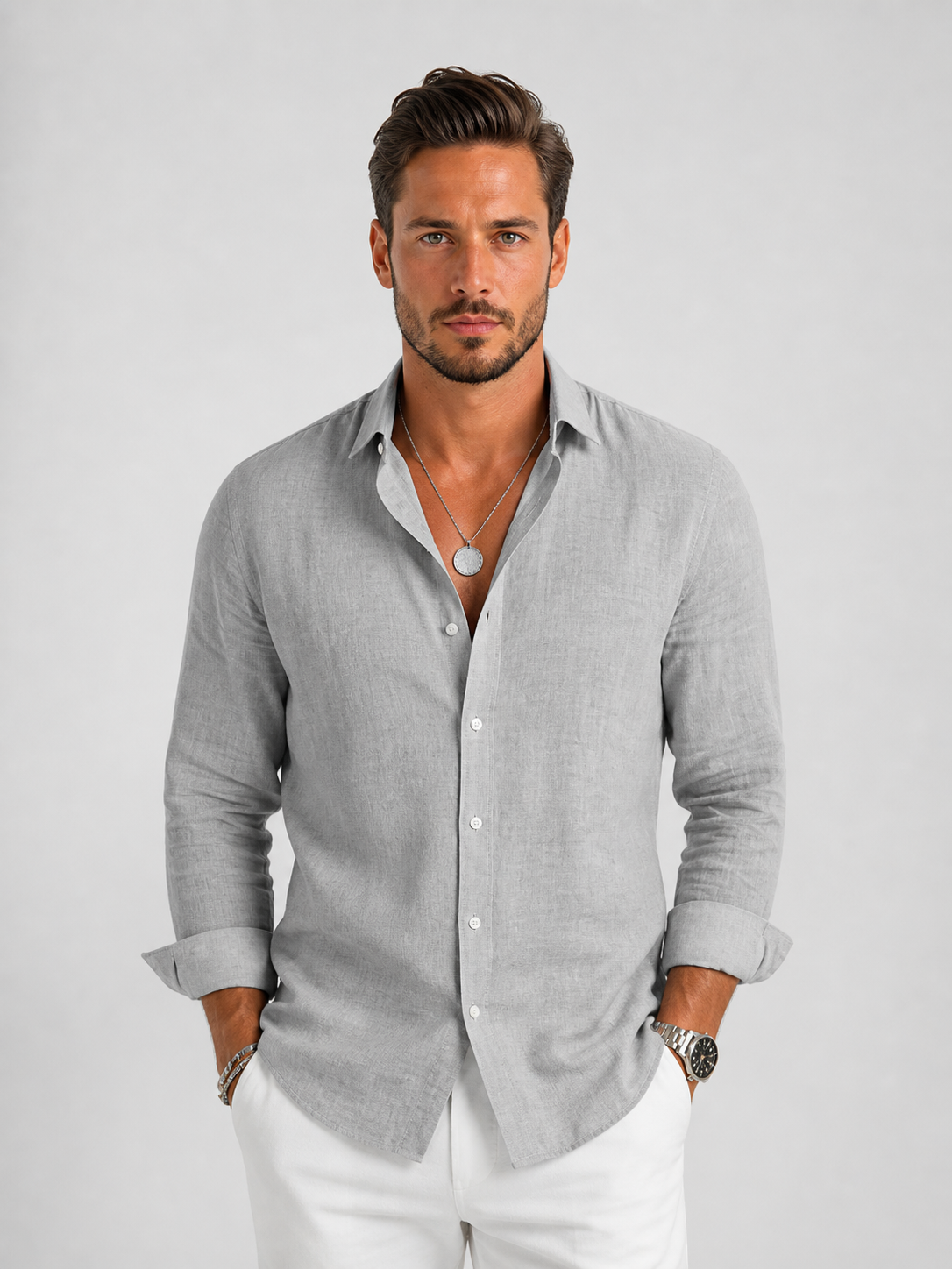 Men’s Linen Look Shirt – Lightweight Breathable Summer Style