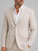 Men’s Linen-Look Summer Suit Set – Tailored Fit Blazer & Straight Leg Trousers