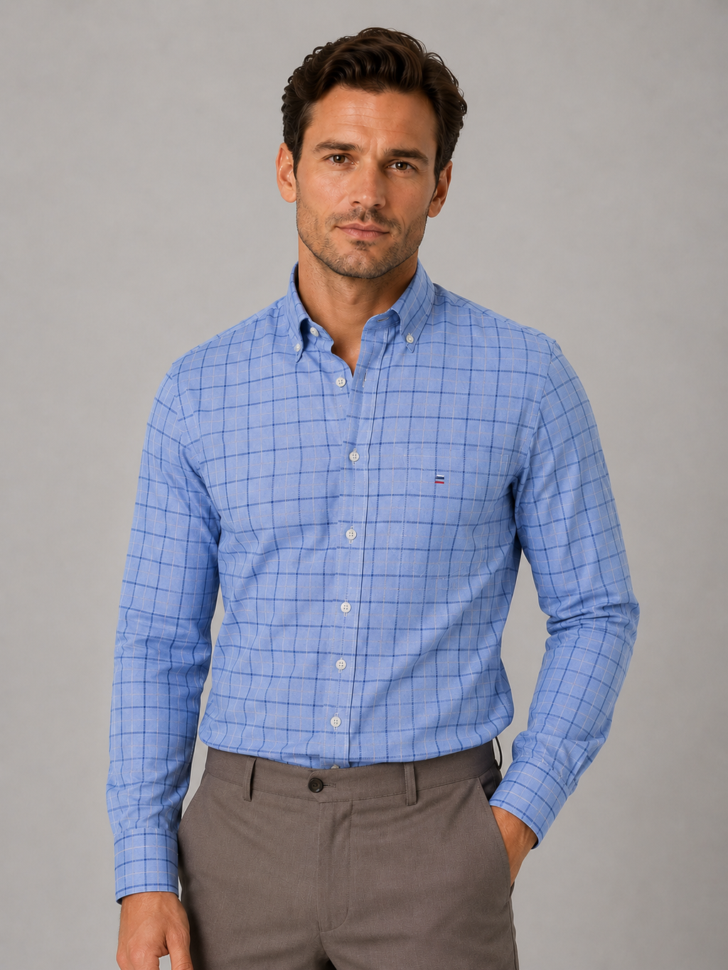 Men’s Long Sleeve Cotton Shirt – Regular Fit Smart Casual Dress Shirt