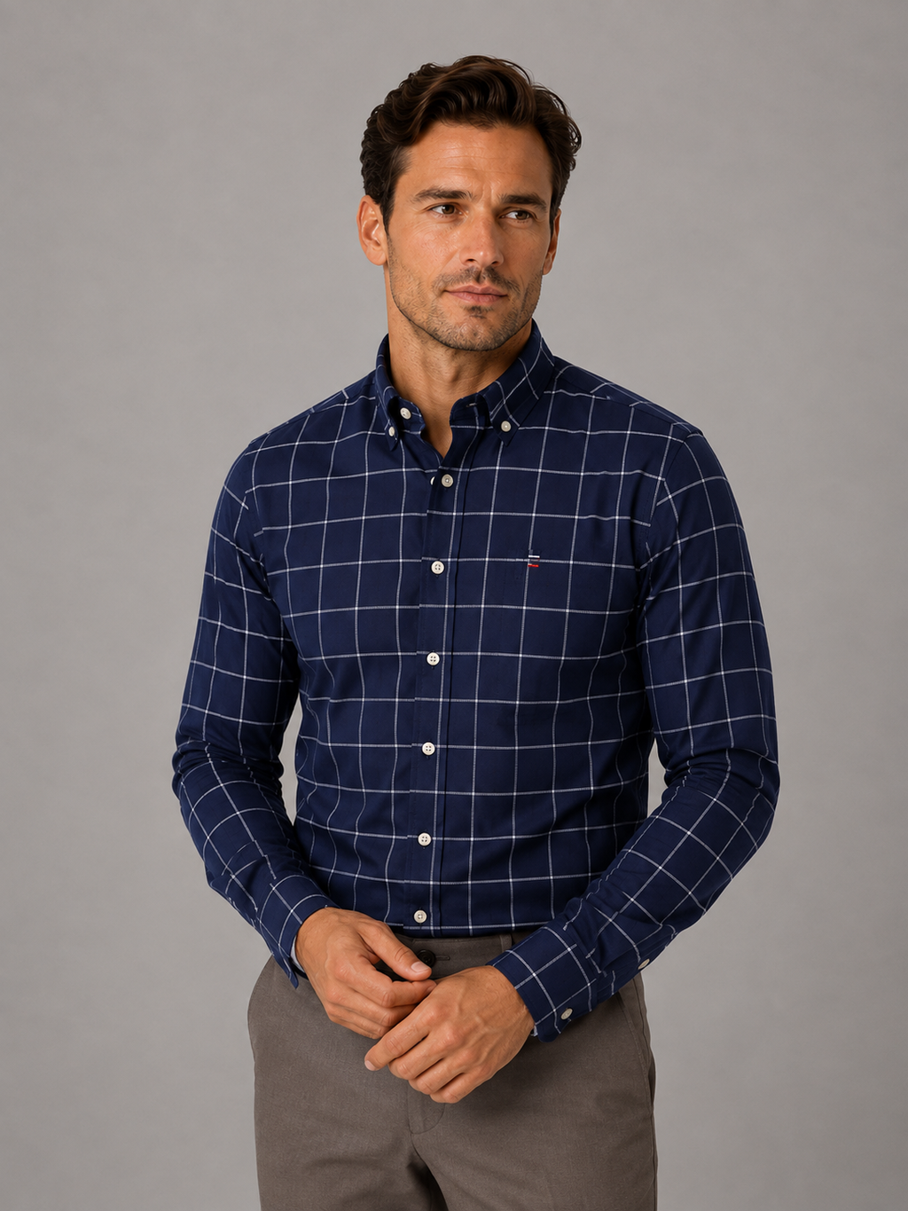 Men’s Long Sleeve Cotton Shirt – Regular Fit Smart Casual Dress Shirt