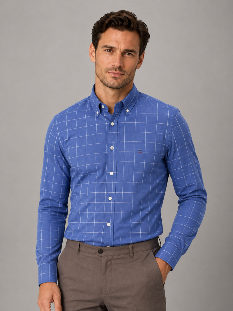 Men’s Long Sleeve Cotton Shirt – Regular Fit Smart Casual Dress Shirt