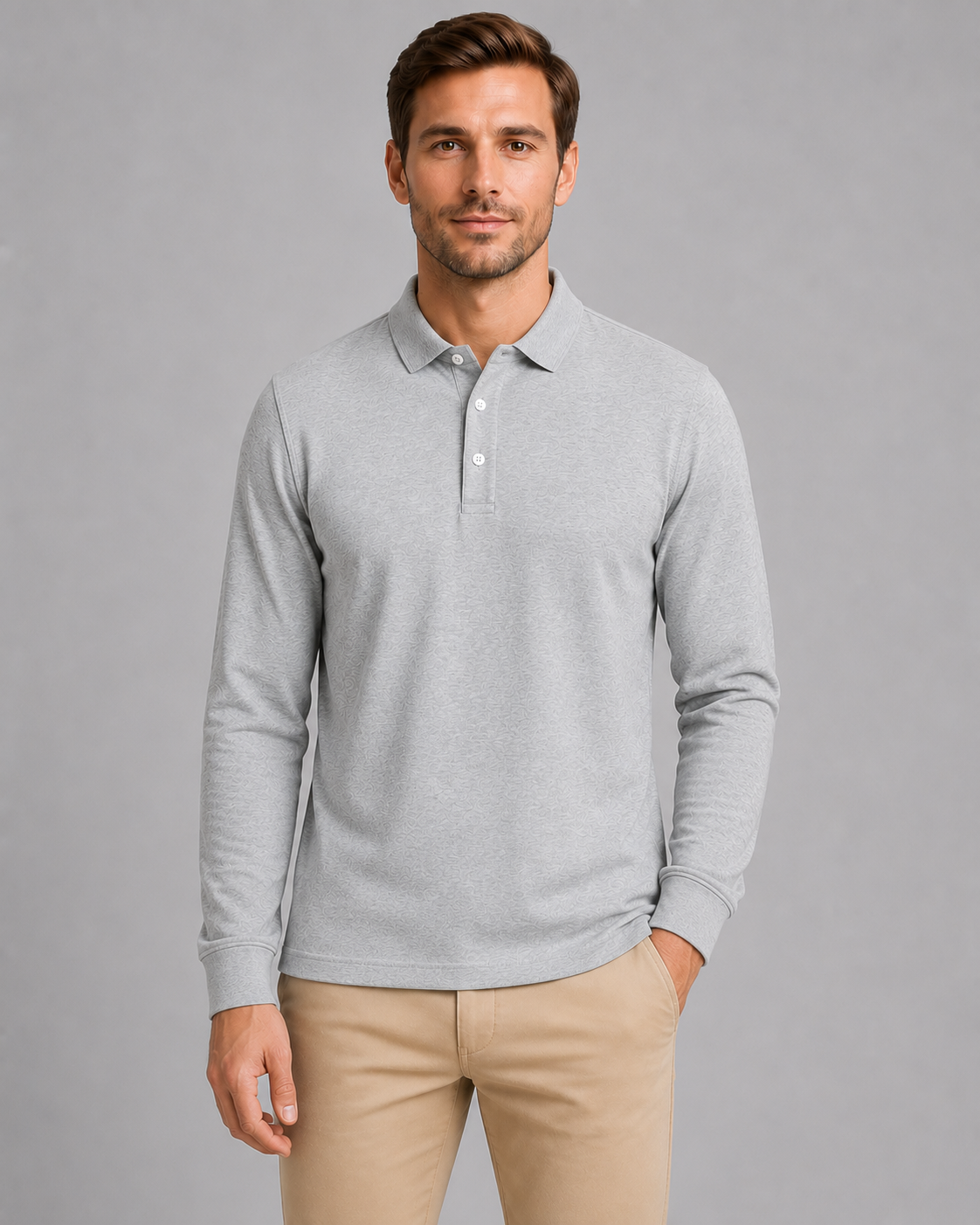 Men's Long Sleeve Jersey Polo Shirt – Smart Casual Top