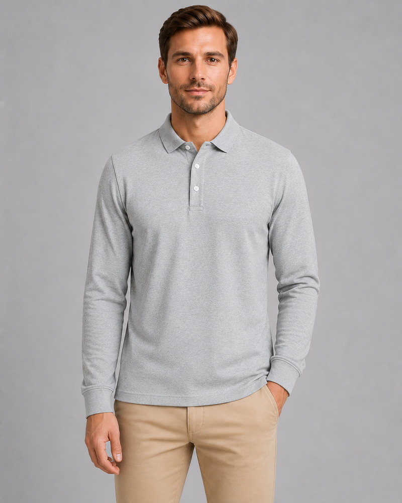Men's Long Sleeve Jersey Polo Shirt – Smart Casual Top