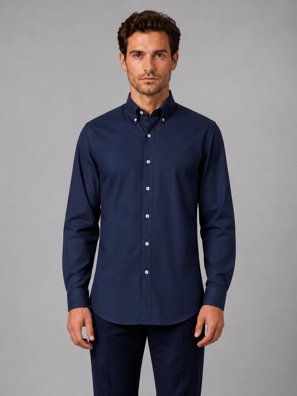 Men’s Long Sleeve Shirt – Button Down Collar Smart Casual Style