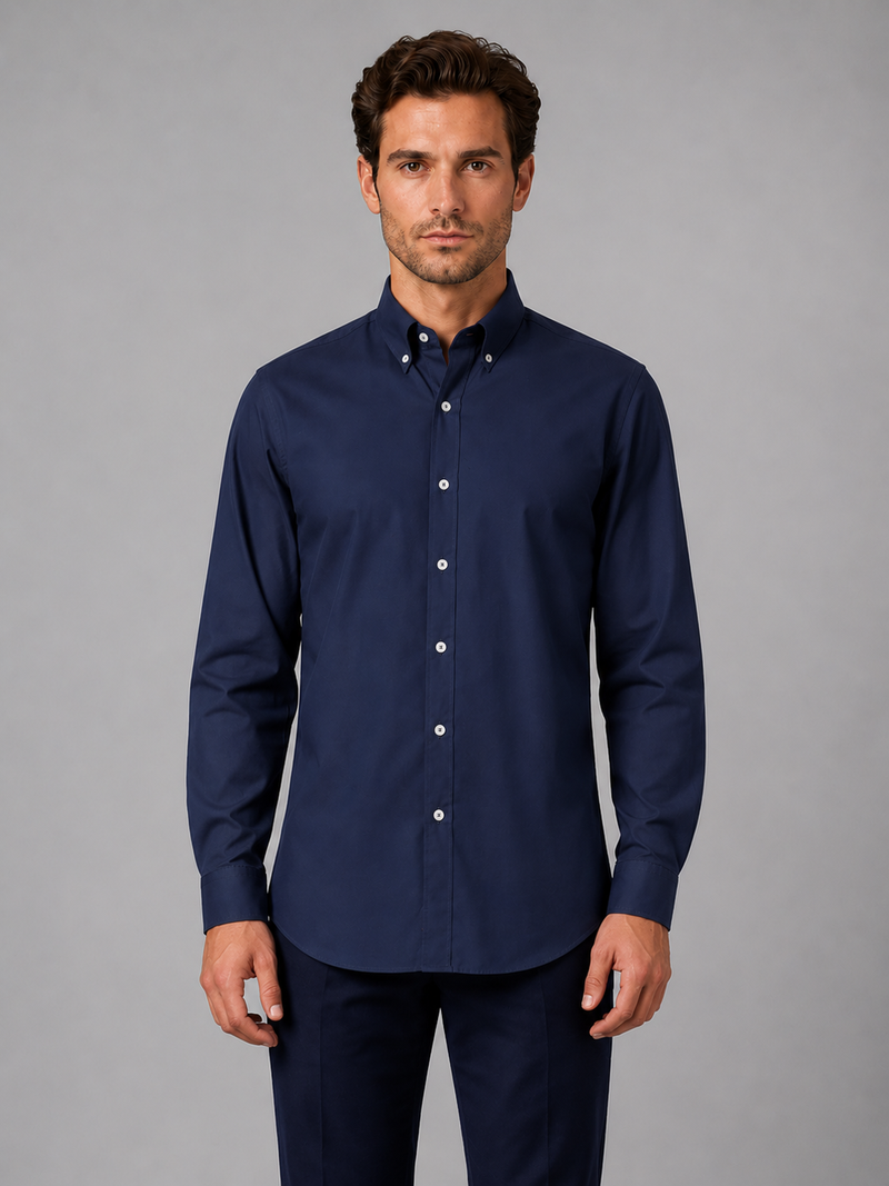 Men’s Long Sleeve Shirt – Button Down Collar Smart Casual Style
